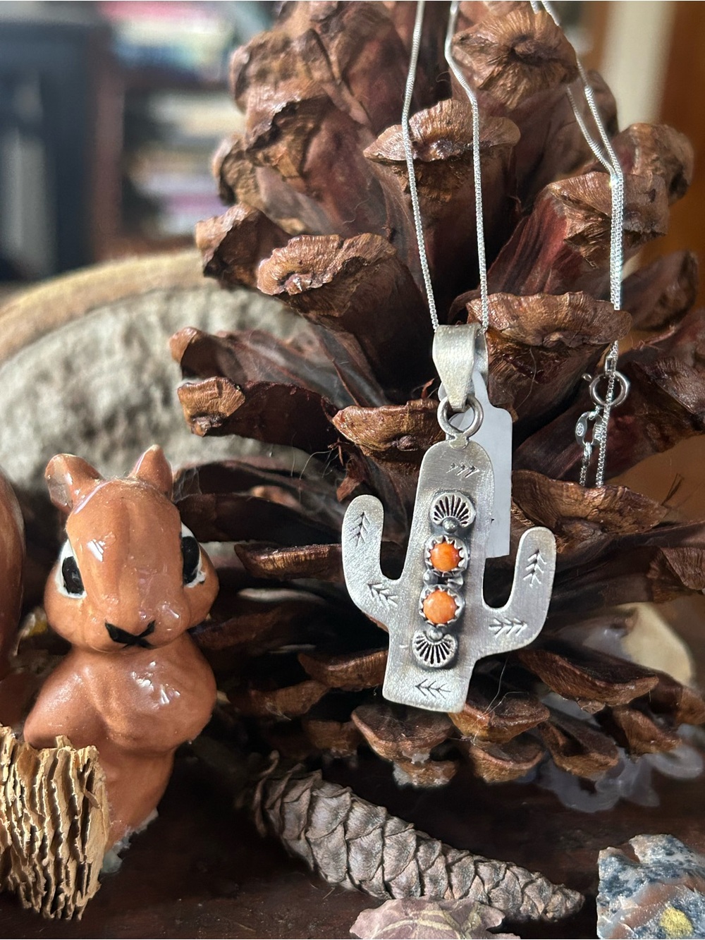 925 Sterling cactus cutie spiny oyster turquoise necklace